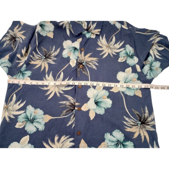 TOMMY BAHAMA Men's Blue Floral 100% Silk Hawaiian Shirt Medium All Over Print - Picture 11 of 12